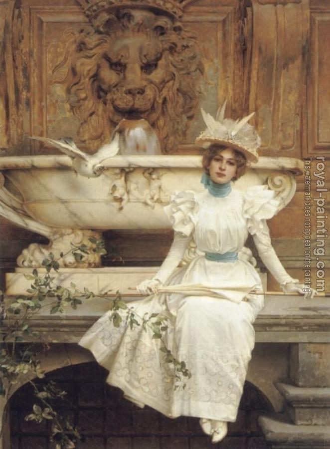Vittorio Matteo Corcos : Waiting by the Fountain